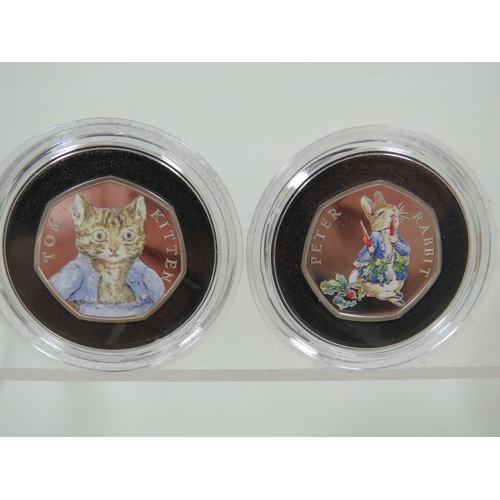 350 - Two Royal Mint Post Office 2017/18 Beatrix Potter commemorative 50p Coins , both with presentation b... 