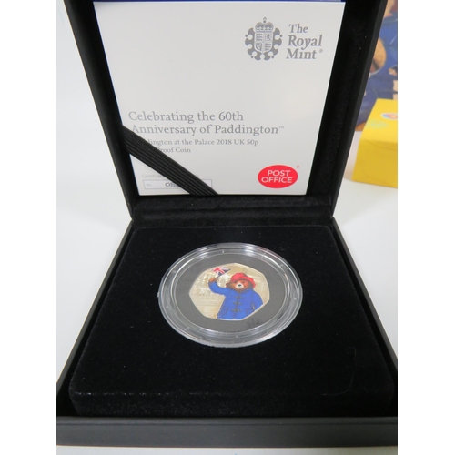 801 - Royal Mint 2018 Paddington at the Palace Commemorative 50p Coin, Silver Proof and ltd edition 0826/1... 