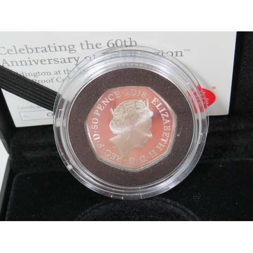 801 - Royal Mint 2018 Paddington at the Palace Commemorative 50p Coin, Silver Proof and ltd edition 0826/1... 