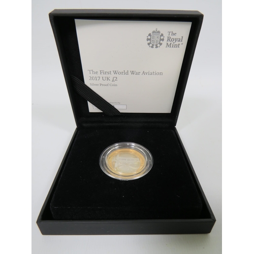 803 - Royal Mint 2017 UK Silver Proof Ltd Edtion �2 Coin, Struck to commemorate WW1 Aviation.  Comes with ... 