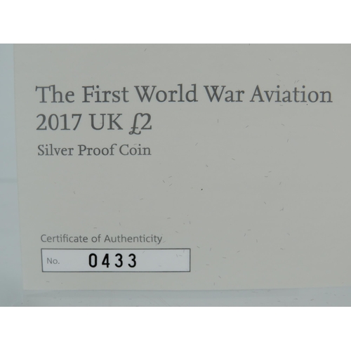 803 - Royal Mint 2017 UK Silver Proof Ltd Edtion �2 Coin, Struck to commemorate WW1 Aviation.  Comes with ... 