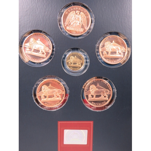 806 - Worcestershire Medal Services, Battle of Waterloo 1815-2015 Commemoration pack of Five Bronze coins ... 