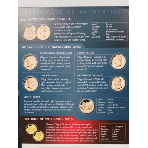 806 - Worcestershire Medal Services, Battle of Waterloo 1815-2015 Commemoration pack of Five Bronze coins ... 