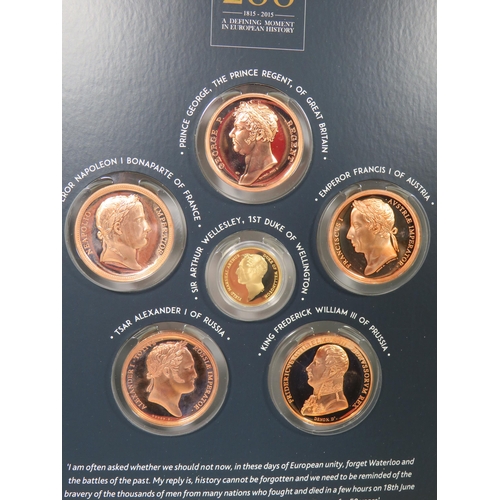 806 - Worcestershire Medal Services, Battle of Waterloo 1815-2015 Commemoration pack of Five Bronze coins ... 