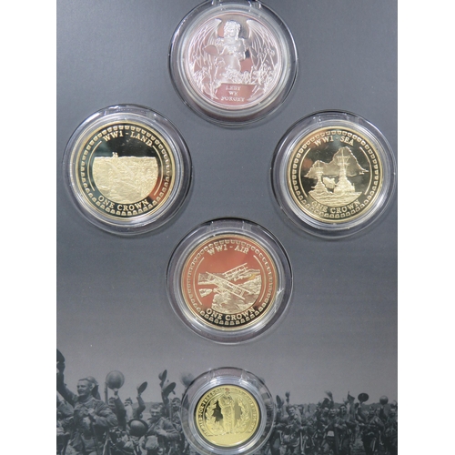 807 - London Mint Office Commemoration Coin pack to commemorate WW1. Contains Four, Gold Plated Cupro Nick... 