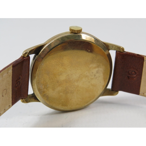 266a - Rolex Tudor 1940s /50s mens 9ct gold watch with subsidiary dial on a leather strap. In running order