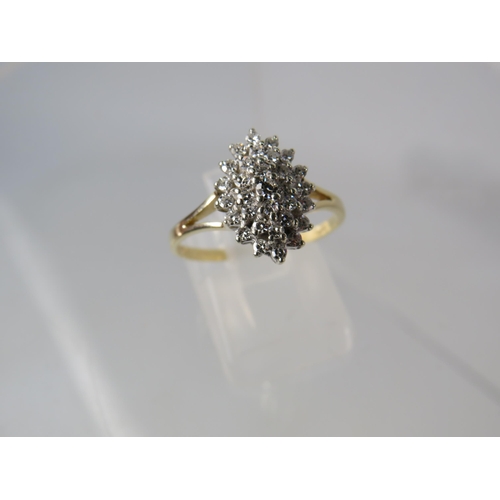 272a - 9ct Yellow Gold Diamond cluster ring .25ct, size P. 2.2 grams.