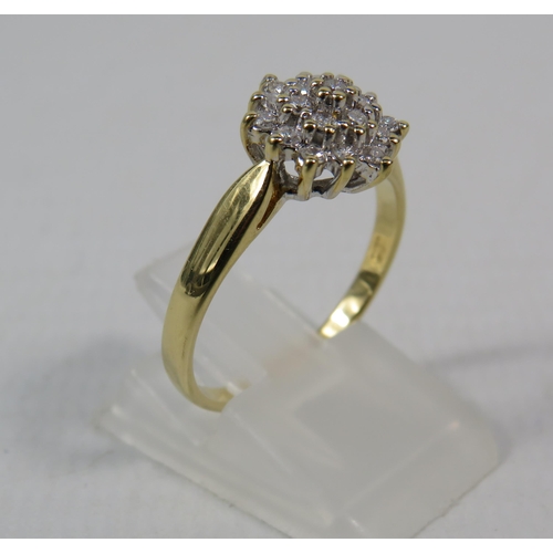 273a - 18ct Yellow Gold Diamond cluster ring .25ct, size N.5. 3.2 grams.