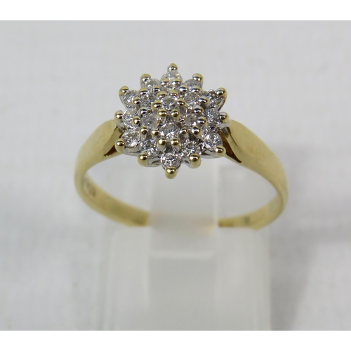 273a - 18ct Yellow Gold Diamond cluster ring .25ct, size N.5. 3.2 grams.