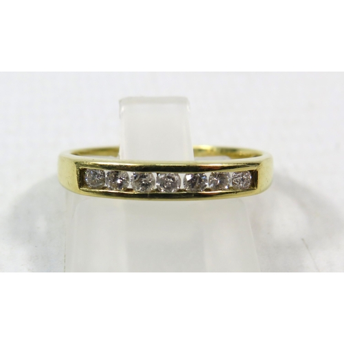 278a - 18ct Yellow Gold Diamond half eternity ring set with seven diamonds .25ct, finger size O.5. 2.1 gram... 