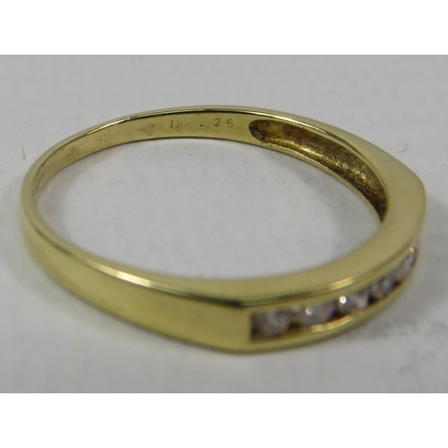 278a - 18ct Yellow Gold Diamond half eternity ring set with seven diamonds .25ct, finger size O.5. 2.1 gram... 