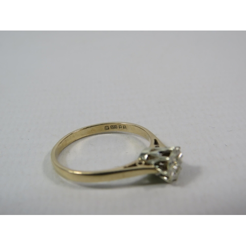 283a - 9ct Yellow gold illusion set diamond ring .10ct, finger size P. 1.8 grams