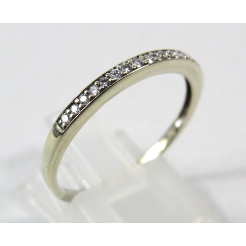 285a - 9ct white Gold diamond half eternity ring ( no hallmark but has been tested) finger size R.5. 1.7 gr... 