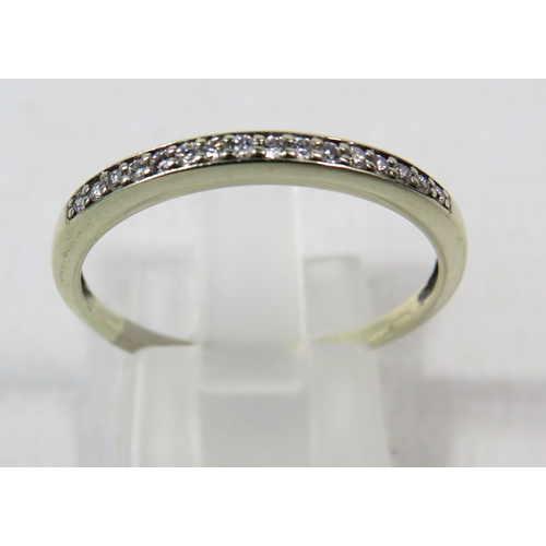 285a - 9ct white Gold diamond half eternity ring ( no hallmark but has been tested) finger size R.5. 1.7 gr... 