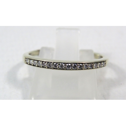 285a - 9ct white Gold diamond half eternity ring ( no hallmark but has been tested) finger size R.5. 1.7 gr... 