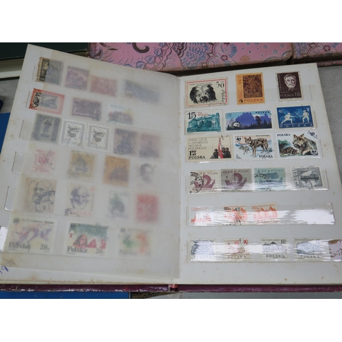 826 - Good Selection of part filled stamp albums containing world stamps.  See photos