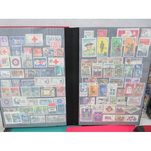 830 - Good Selection of part filled stamp albums containing world stamps.  See photos