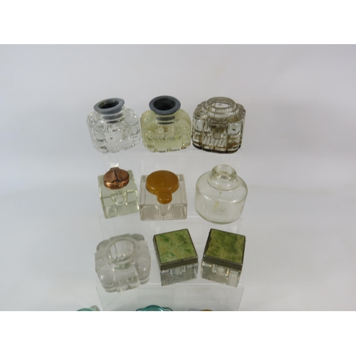 638 - Selection of various vintage inkwells.