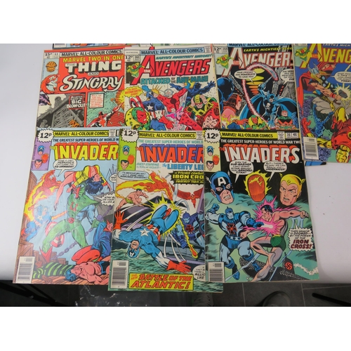 641 - 19 Vintage Marvel comics, Avengers, Defenders, Eternals, Invaders and Marvel Thing two in one.