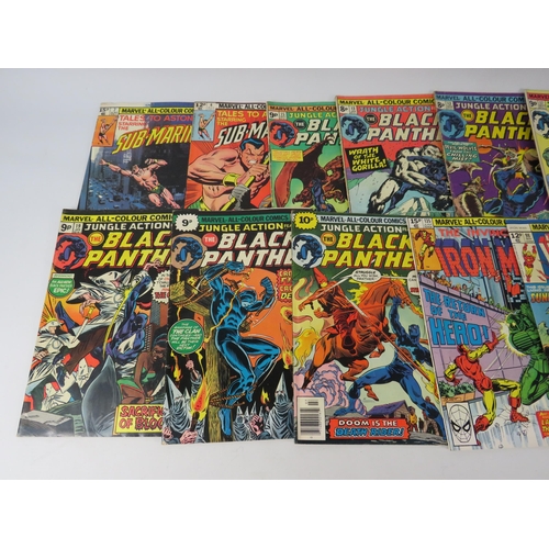 643 - 19 Vintage Marvel comics, Black Panther, Iron Man, Sub-Mariner & Dare Devil.