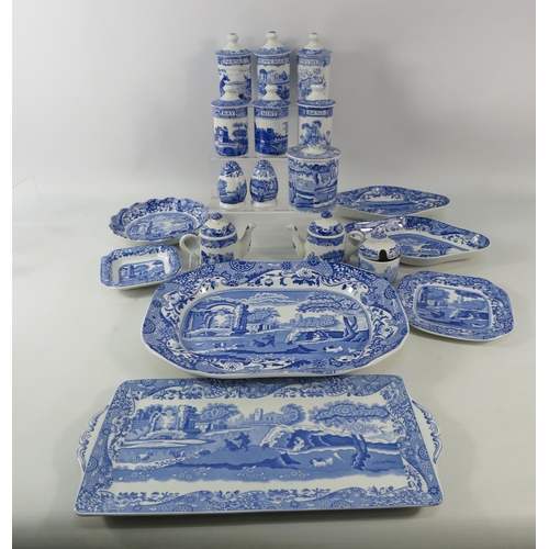 661 - Spode Blue Room herb jars plus a selection of Spode blue Italian.