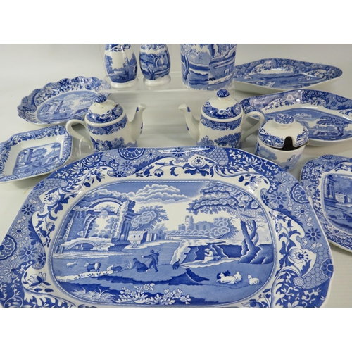 661 - Spode Blue Room herb jars plus a selection of Spode blue Italian.