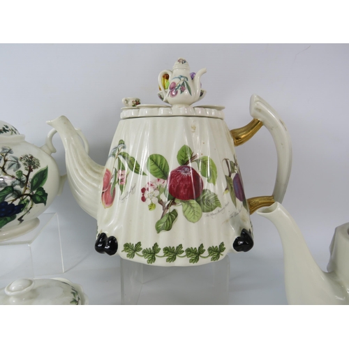 664 - South West Ceramics Wedding cake teapot, Paul Cardew Portmeirion teapot plus a Portmeirion Holly and... 