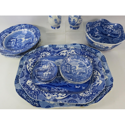 665 - Mixed ceramics including Spode Italian and a pair of handpainted chinese vases with blue circle to t... 