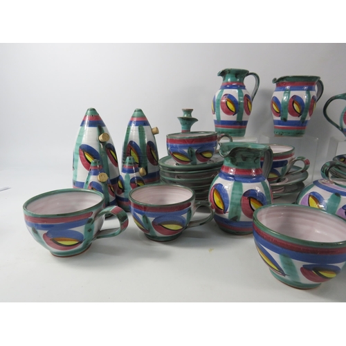 666 - Tintagel Pottery Dragons eye part teaset, coffee cups, Cruet sets etc. 36 pieces in total.