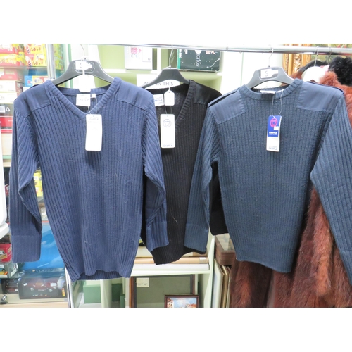 754 - Three Military Jumpers with patches to elbow and shoulders. All come with shop tickets and are in un... 