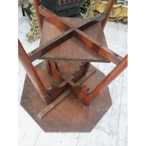 755 - Lovely Arts & Crafts style Octagonal Table with Carved Art Nouveau styling to top and shelf. In very... 