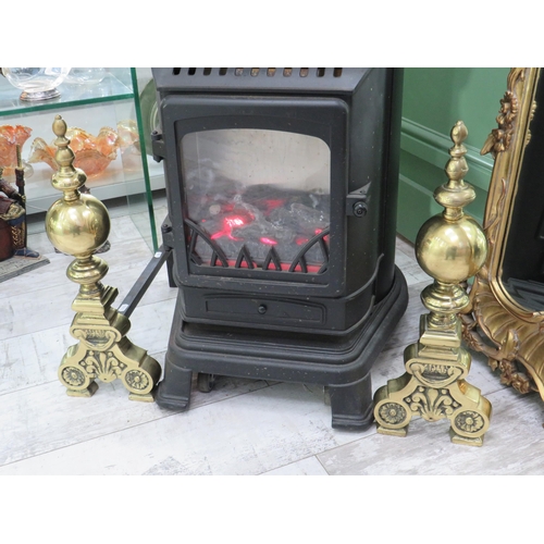 756 - Superb pair of Late Victorian or Early 202th Century Solid Brass Fire Dogs with Metal runners. Measu... 