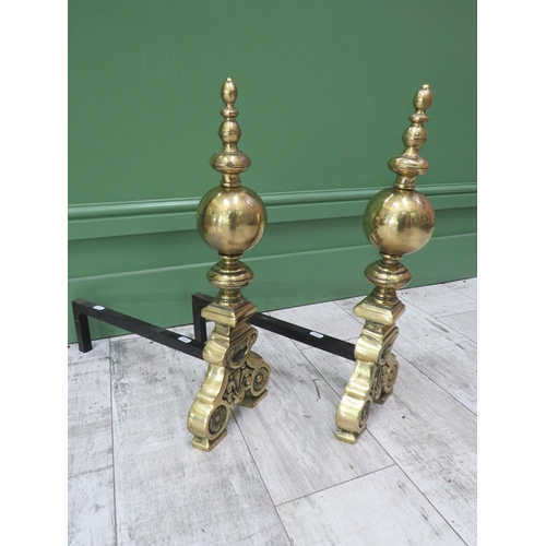 756 - Superb pair of Late Victorian or Early 202th Century Solid Brass Fire Dogs with Metal runners. Measu... 