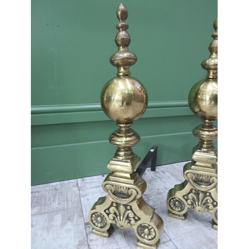 756 - Superb pair of Late Victorian or Early 202th Century Solid Brass Fire Dogs with Metal runners. Measu... 