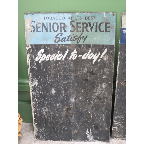 757 - Two Vintage Aluminium Cigarette Advertising hoardings which measure approx 27 x 16 inches. See photo... 