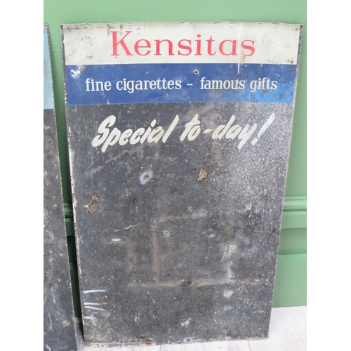 757 - Two Vintage Aluminium Cigarette Advertising hoardings which measure approx 27 x 16 inches. See photo... 