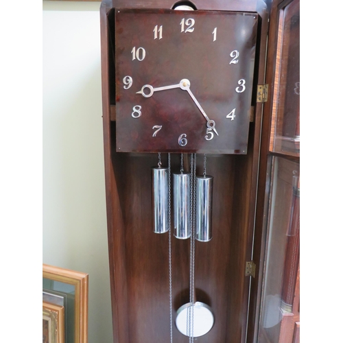 767 - 1930's Long Case Clock with Three weight drive. Chimes on the hour. Appears to be in running order b... 