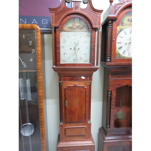 768 - Vintage Oak cased long case clock by james Wilson of Nuneaton, with two weight drive. Intermittent r... 