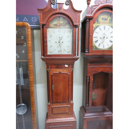 768 - Vintage Oak cased long case clock by james Wilson of Nuneaton, with two weight drive. Intermittent r... 