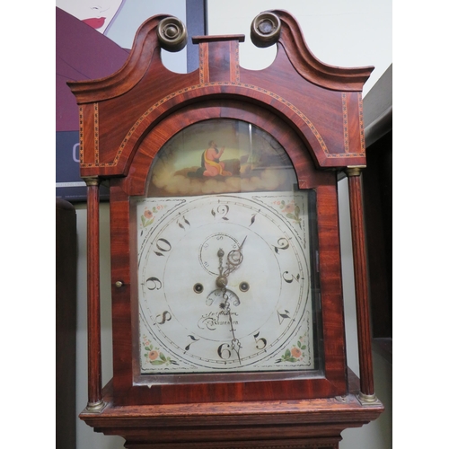 768 - Vintage Oak cased long case clock by james Wilson of Nuneaton, with two weight drive. Intermittent r... 