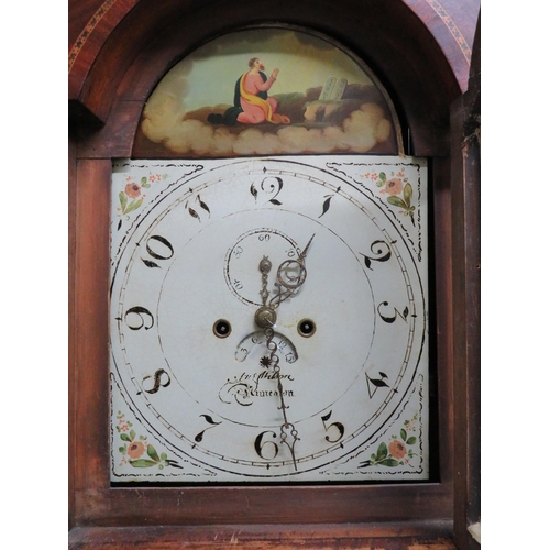 768 - Vintage Oak cased long case clock by james Wilson of Nuneaton, with two weight drive. Intermittent r... 