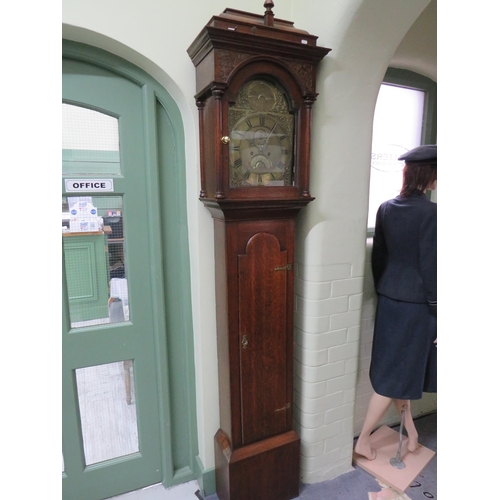 771 - Lovely Oak Cased Long case clock with Brass dial, month face and subsidary dial. Maker was Rob Jacks... 