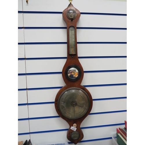 776 - Lovely Vintage Oak Cased Onion Topped Barometer/Thermometer made by J Bowie of Huntley. Measures app... 