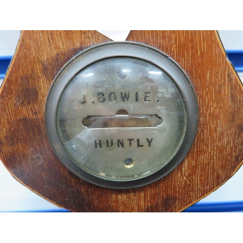 776 - Lovely Vintage Oak Cased Onion Topped Barometer/Thermometer made by J Bowie of Huntley. Measures app... 