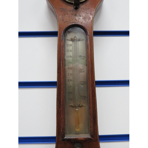 776 - Lovely Vintage Oak Cased Onion Topped Barometer/Thermometer made by J Bowie of Huntley. Measures app... 