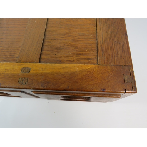 2043 - Vintage wooden two drawer card filing cabinet, 14.5