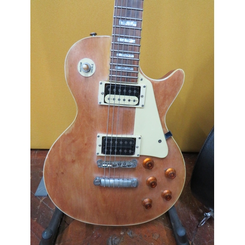 851 - Copy of a Gibson, Les Paul Type Marc Bolan 4777 with Natural wood front and Wine Coloured body to re... 