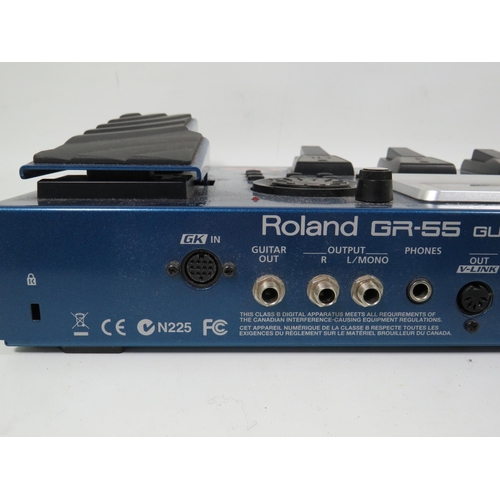 864 - Roland GR-55s Foot Operated Guitar synthesizer with power cord and pick up cables. With original box... 