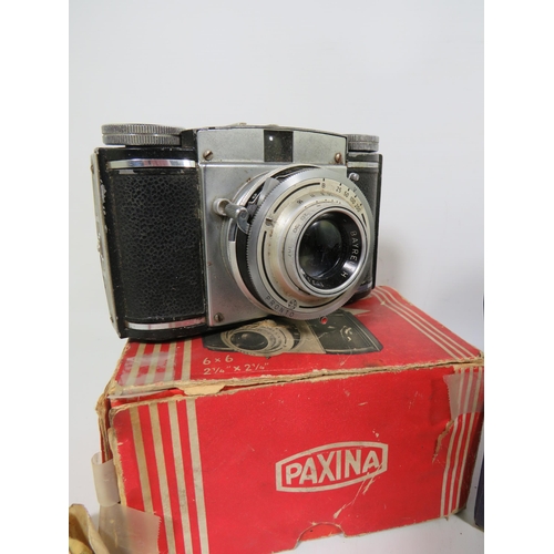 871 - Vintage camera lot to include a Paxima 35,  Kopil Zoom 8 movie camera,  Zenit 3 with spare lens. See... 