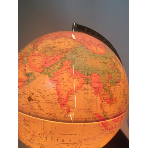 872 - Danish made, Illuminated Globe by Scan Globe with stand. Lights up and in working order. Slight tear... 